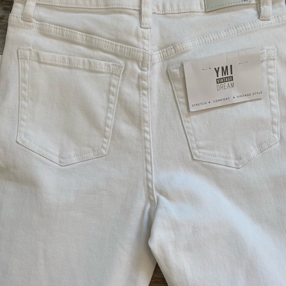 Woman’s YMI High Rise/ Dream Fit Ankle Distressed White Jeans size 9 - Picture 9 of 9